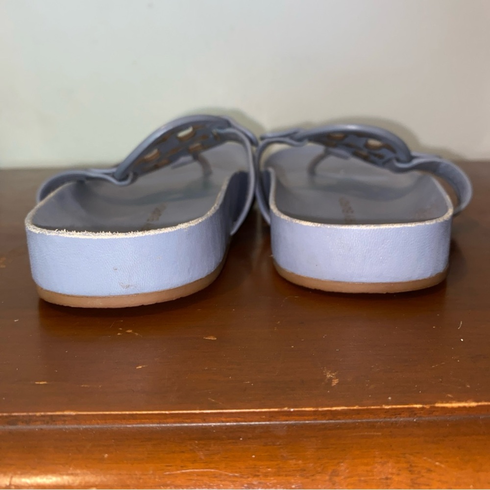 Tory Burch Miller Cloud Blue Gray Sandals with Cutout Logo Design Size 7 1/2 - Picture 6 of 10